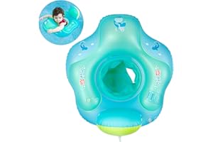 Myir JUN Baby Float, Inflatable Baby Pool Float Toddler Swimming Float Ring Children Waist Swim Baby Swimming Ring Kids Swim Trainer (Blue, S)