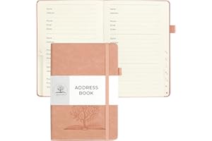 DAOFARY Address Book with Alphabetical Tabs - Small Address Keeper Book (5.3 * 7.6 in) with Inner Pocket, Hardcover Address Notebook for Store Your Important Informations (Pink)