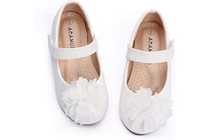 ADAMUMU Toddler Dress Shoes Flower Girl Shoes for Weeding Cute Toddler Mary Jane Shoes Lace Flore Ballet Flat for Walking, Jumping