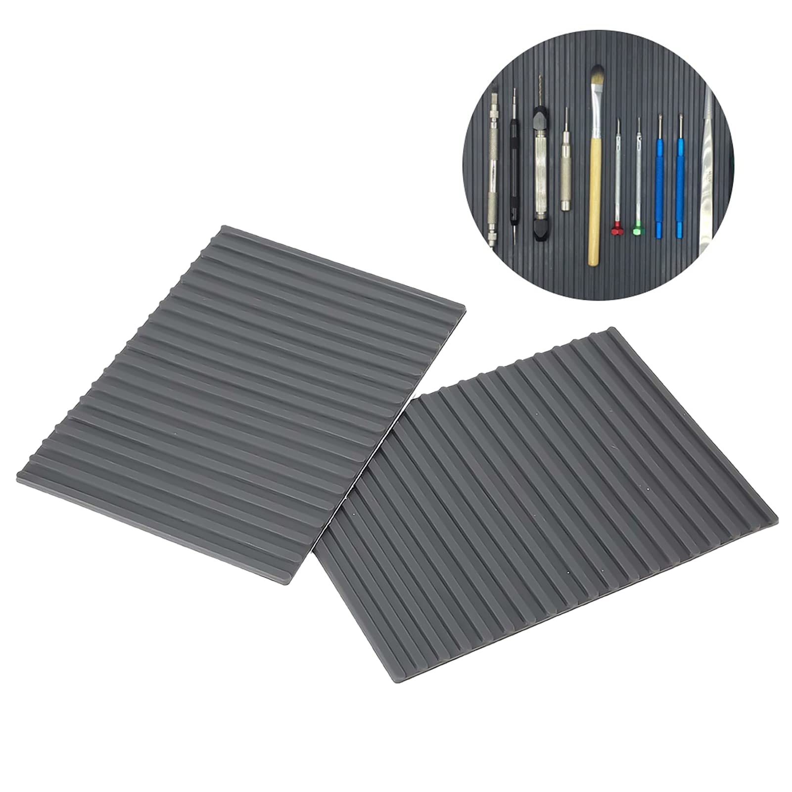 2pcs Watch Repairing Rubber Mat, Anti Slip Watch Mat, Multi Functional Watch Jewelry Working Mat, Watch Tools Storing Supplies, for Watchmakers