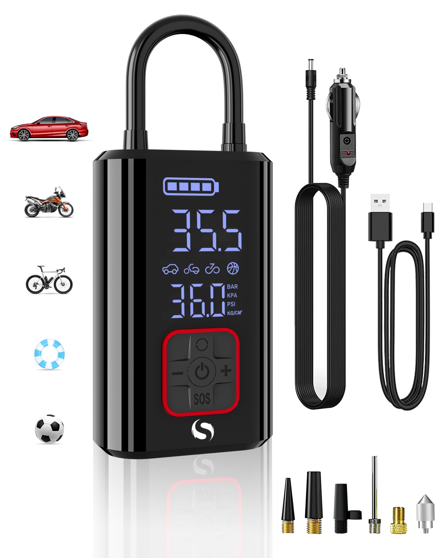 Photo 1 of **MISSING PARTS**
SERVOMASTER Tire Inflator Portable Air Compressor, 151 PSI Air Pump for Car Tires, Auto Shut-Off Tire Inflator with Digital Pressure Gauge, LED Light, Air compressor for car, Bike, Motor, Ball