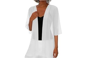 Women Sheer Chiffon Cardigan Lightweight Open Front Kimono Cover Up Summer Loose Fit Breathable Soft Cardigans
