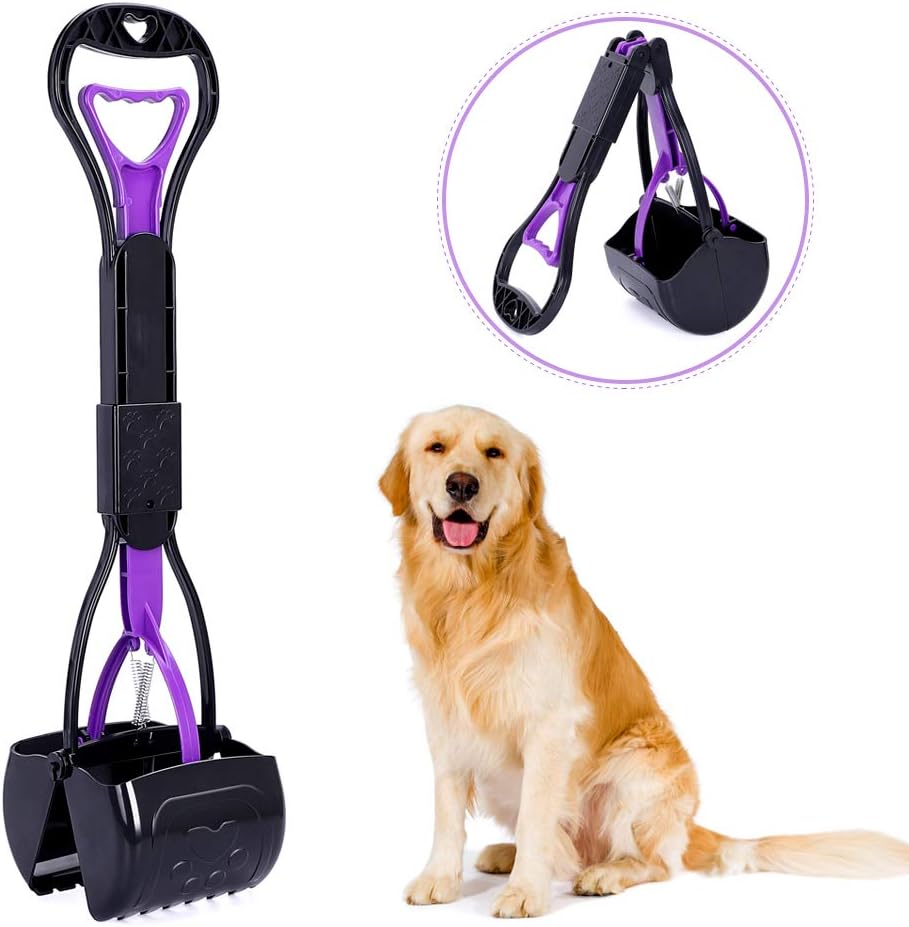 YONTINY Portable Foldable Poop Scooper for Dogs & Cats with 24" Handle