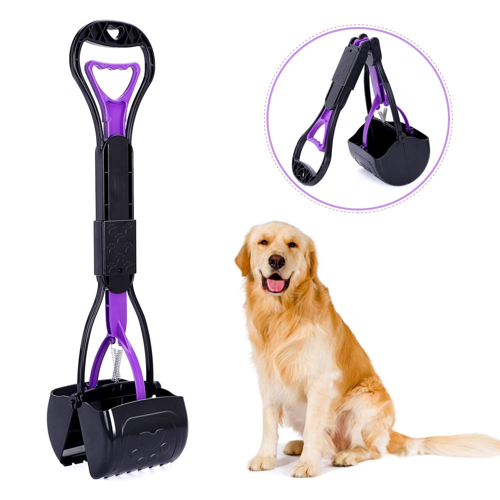 Portable Pet Pooper Scooper for Dogs and Cats, Foldable Dog Poop Scooper for Grass with Long Handle, High Strength Material and Professional Ergonomic Design, Foldable Dog Poop Waste Pick Up Rake
