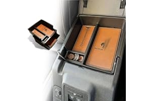 TripleAliners for 2024 Bronco Accessories Two Layer Center Console Tray Armrest Storage Box 2 Layer ABS Material with Leather Trim Compatible with Bronco 6th Gen 2021 2022 2023 2024(Brown)