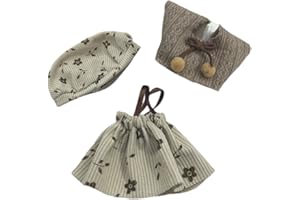 BALABOLA Clothes for 17cm Doll(Clothes Only)– 3-Piece Set Beret Hat, Knitted Vest, and Dress for a Unique Dressed-Up Look – Fashion Handmade Outfit Accessories for Doll