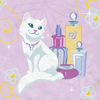 Barbie Perennial Beverage Napkins With White Cat 16 Count