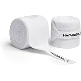 Hayabusa Gauze Boxing Hand Wraps for Men and Women Starter Thumb with Loop Hook &amp; Loop Closure- White, 180 Inches
