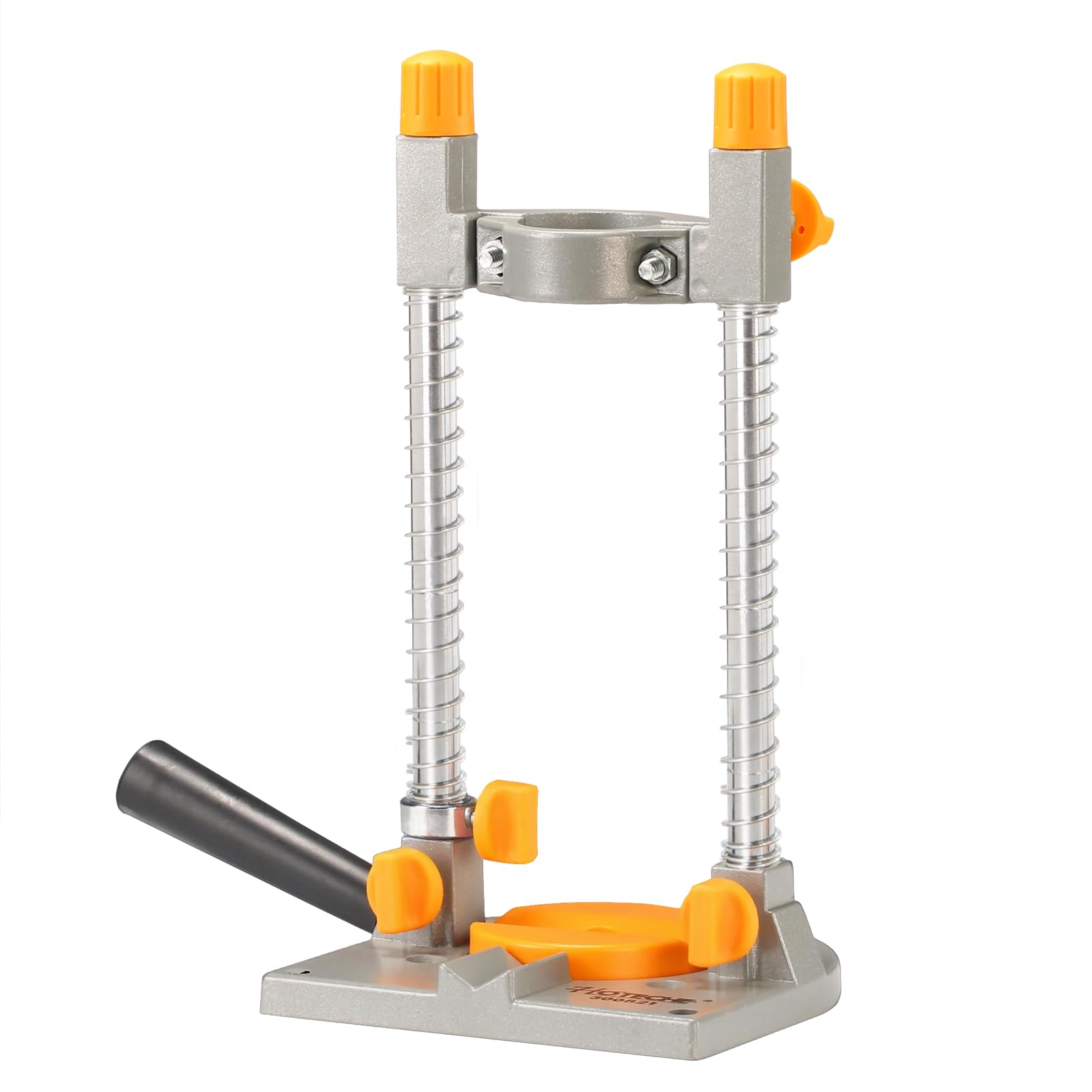 Hoteche 90 Degree Angle Wrench Stand for 43 mm Hand Drill, Aluminium Alloy, 1.1 kg, Drill Stand with Chrome Coating, Drilling Aid, Black Handle