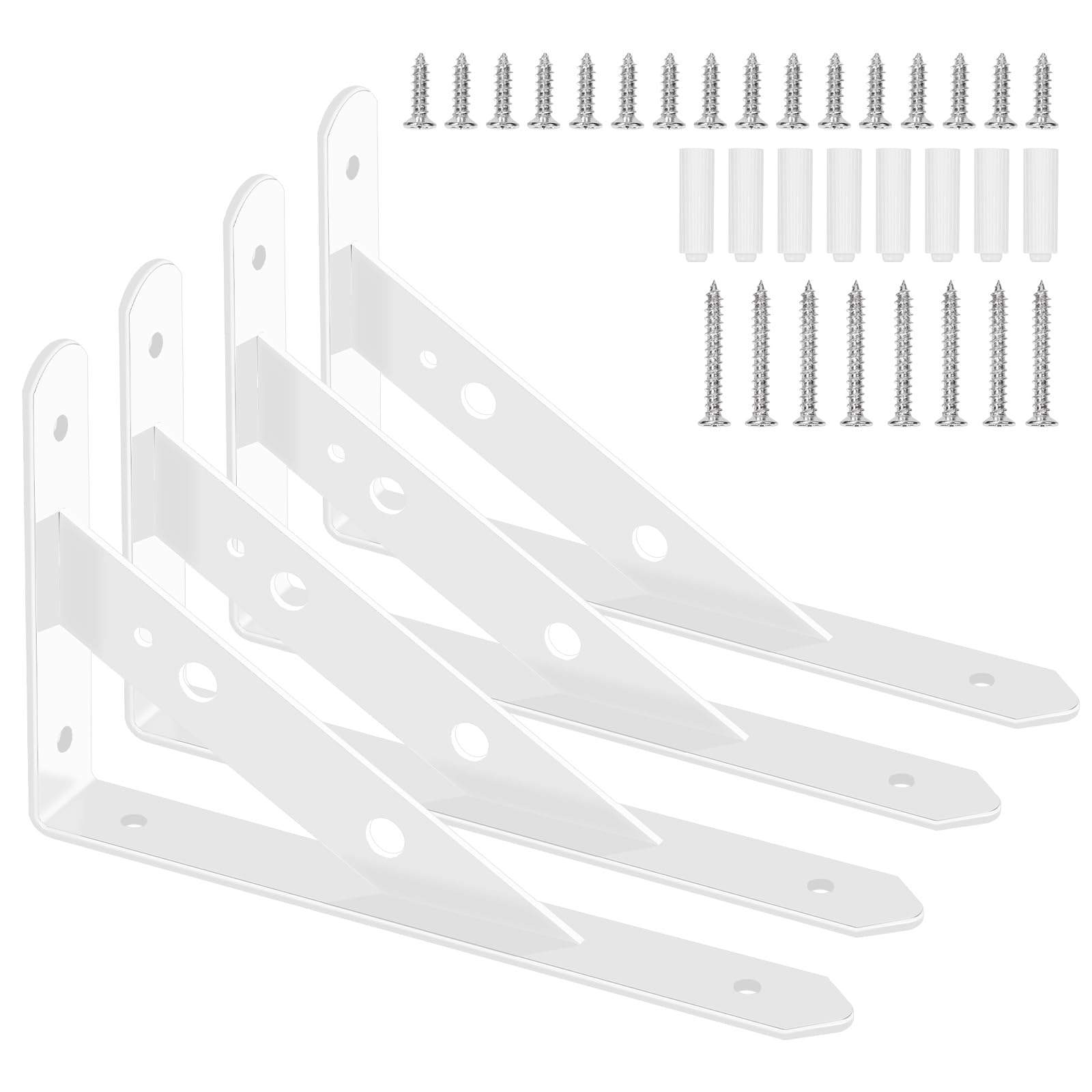 Wokape 4Pack L Bracket Decorative Shelf Brackets, 8" Heavy Duty Wall Mounted Floating Shelf Brackets, White
