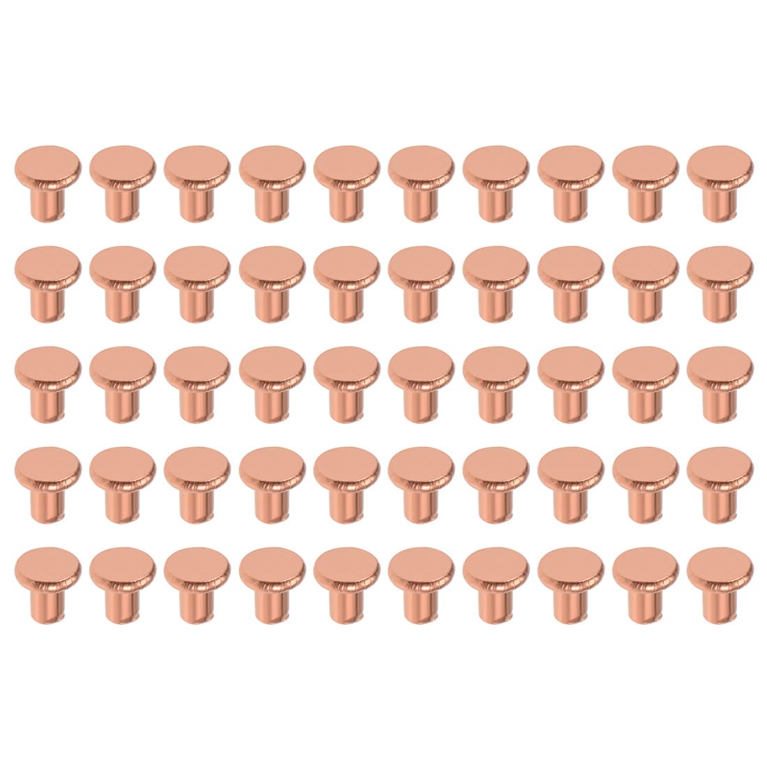 sourcing map 100Pcs Copper Solid Rivets, 1/8" x 5/32" Flat Head Rivet Metal Fasteners for Electrical Applications, Leather Working Supplies