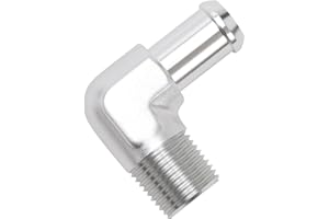 Edelbrock 8179 Heater Hose Fitting 90 Degree 1/2 in. NPT and 5/8 in. Barb Clear Anodized Heater Hose Fitting