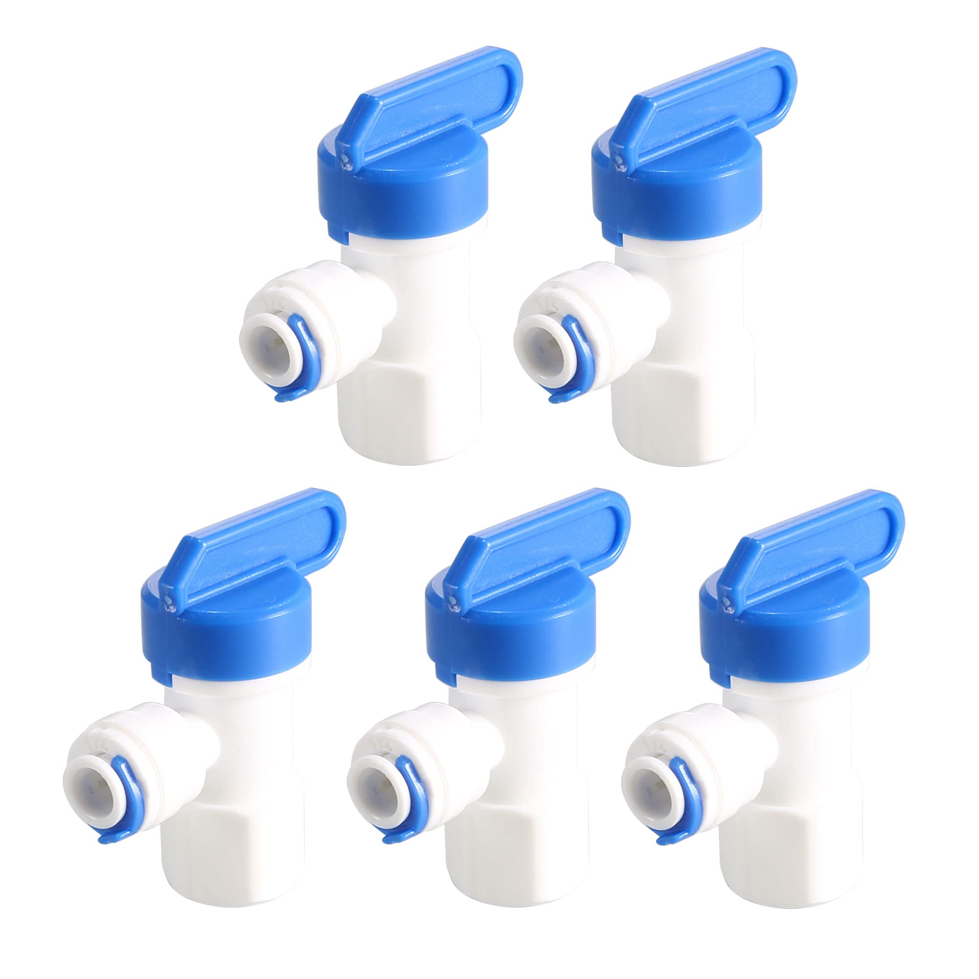 Sourcingmap Tank Ball Valve 1/4NPT x 1/4-inch Tube 5pcs for RO Water Reverse Osmosis Filter System