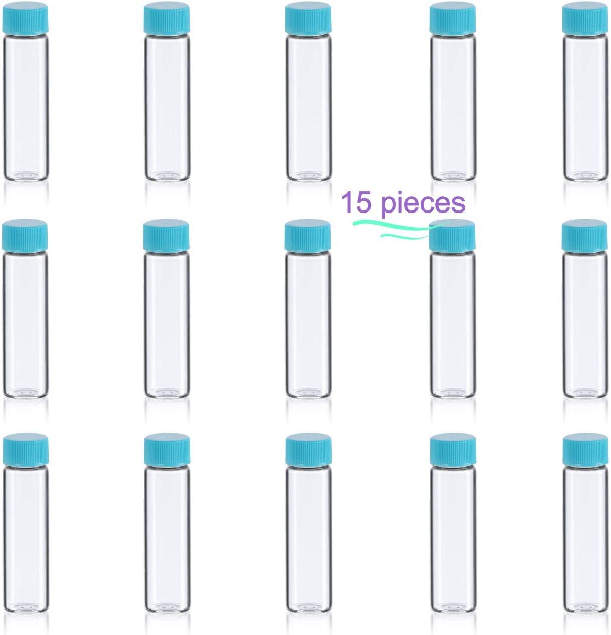 3 Dram Amber or Clear Glass Vials w/Polycone Foil Teflon Foam Liner Caps or Droppers (3 Dram w/PTFE (Teflon) Cap, Clear, 15)