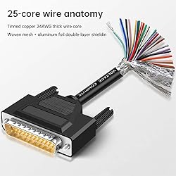 Jienk 6.56Ft 24AWG DB25 Male RS232 25Pin Serial