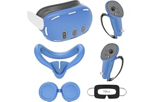 Relohas Deluxe 5 in 1 Silicone Accessories for Meta Quest 3, VR Protective Case Set for Oculus Quest 3, Controller Grip Cover