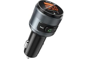 (Upgraded New Version) Bluetooth FM Transmitter for Car, Wireless Radio Transmitter Adapeter Car Kit, Dual USB Ports, QC3.0 Q