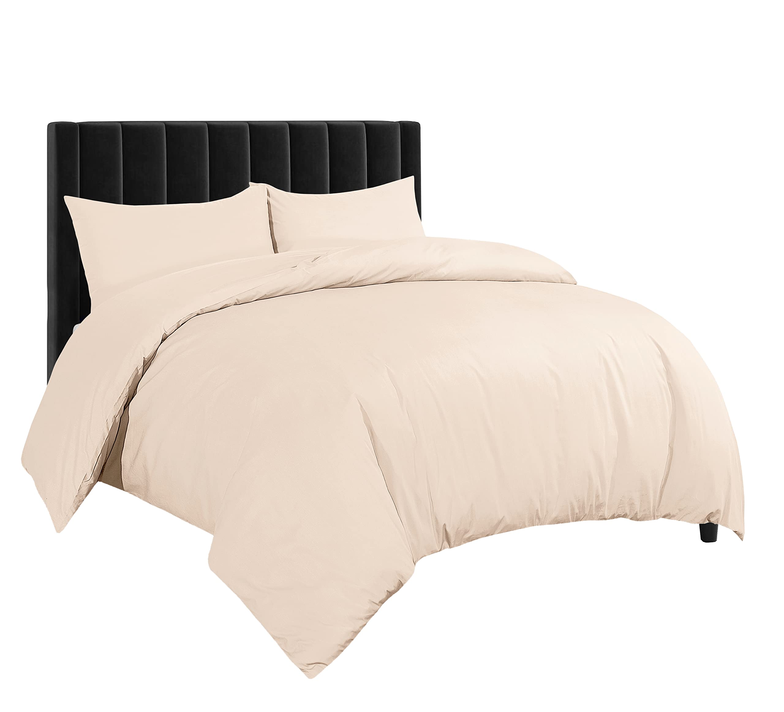 Crescent Collection 300 Thread Count 100% Pure Egyptian Cotton Duvet Cover With Pillowcase (Mocha, Double: 200x200cm)