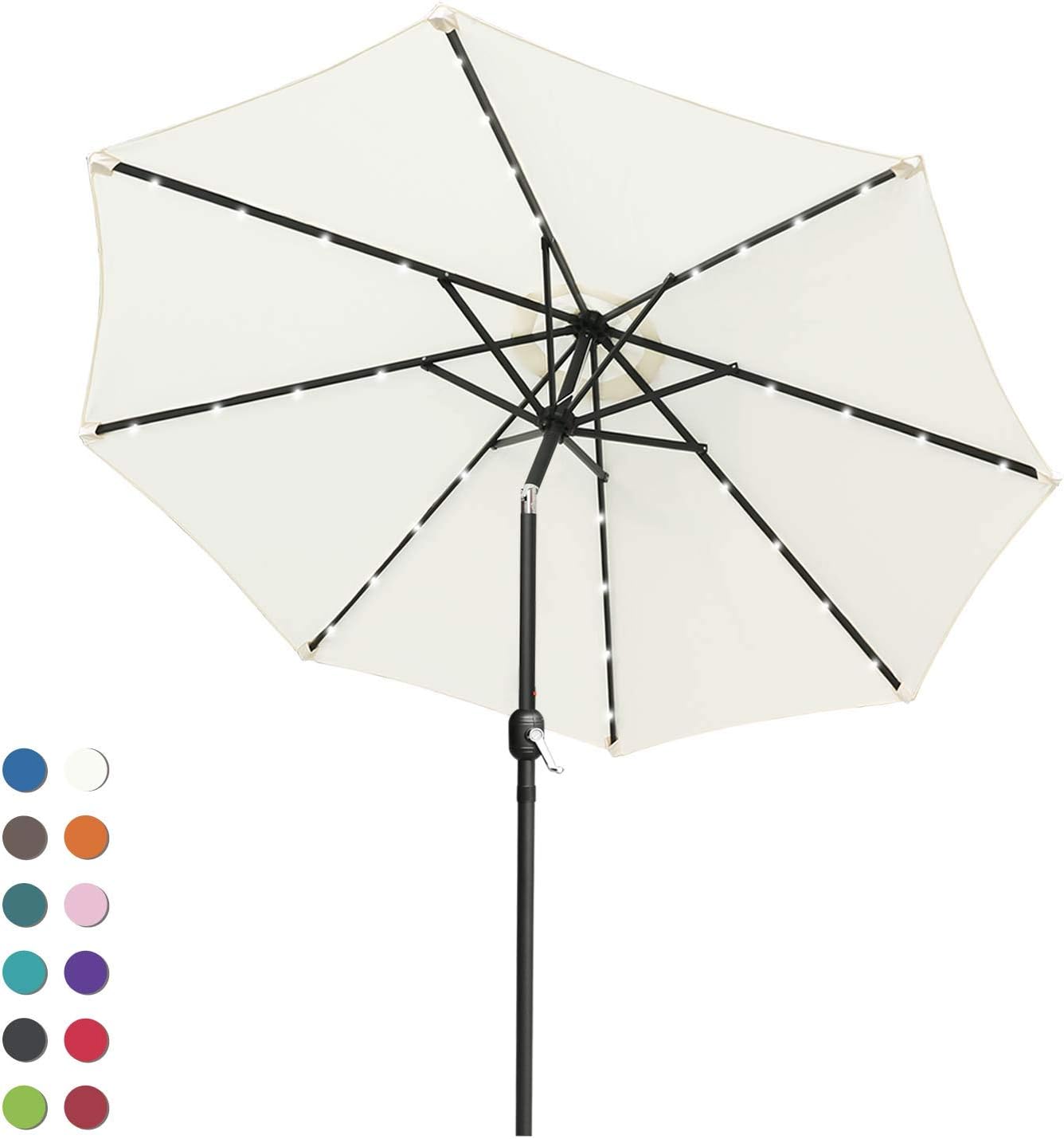 Umbrellas Shade Patio Lawn Garden Backyard Abccanopy Solar Umbrellas Patio Umbrella 9 Ft Led Umbrellas 32led Lights With Tilt And Crank Outdoor Umbrella Table Umbrellas For Garden Deck Pool And