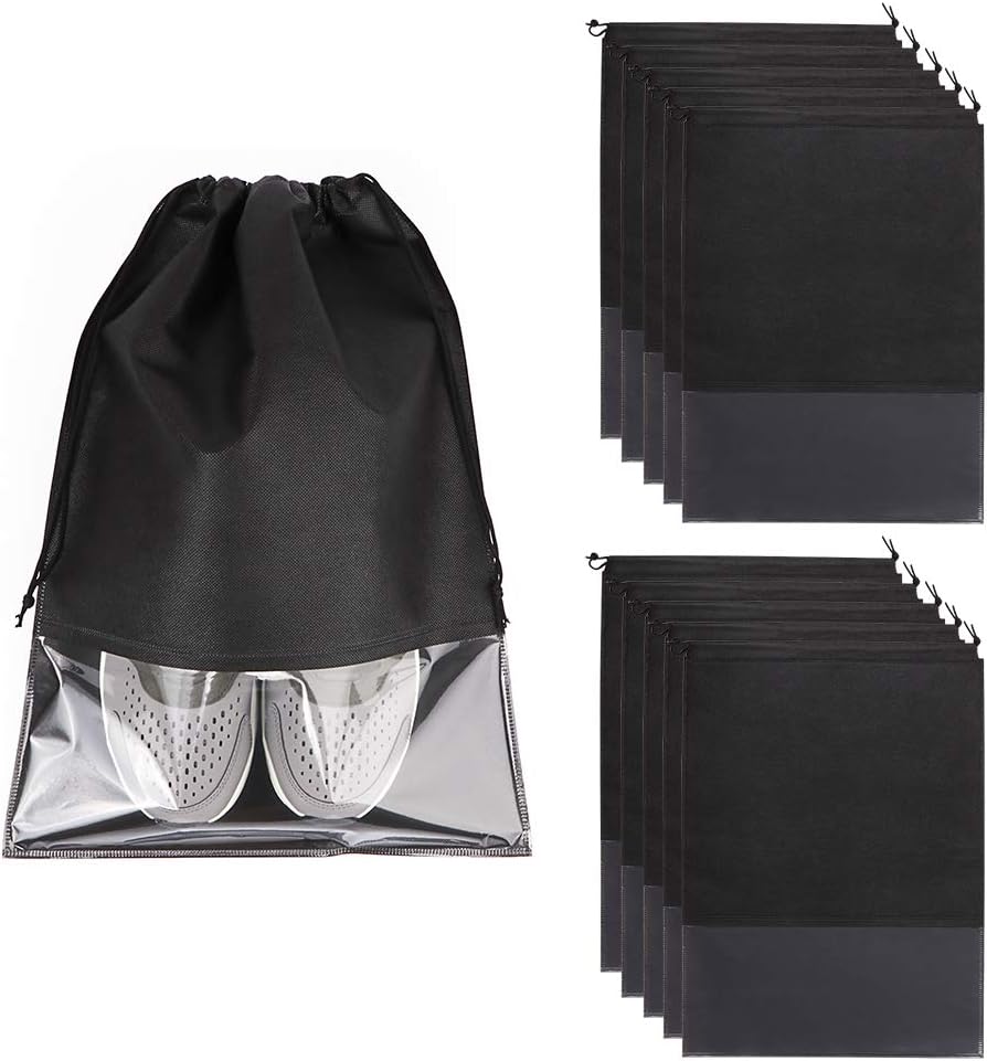 Travel Shoe Bag 10 Pieces Large NonWoven Drawstring Shoes Storage Bags