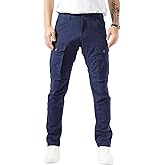 Plaid&Plain Men's Cargo Pants Slim Fit with Articulated Knees