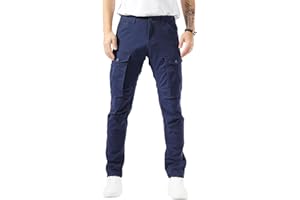 Plaid&Plain Men's Cargo Pants Slim Fit with Articulated Knees