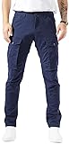 Plaid&Plain Men's and Women's Navy Blue Cargo Pants