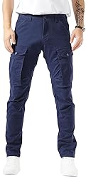 Plaid&Plain Men's and Women's Navy Blue Cargo Pants