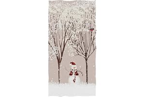 Naanle Christmas Decor Winter Dressed Snowman Bird Tree Soft Bath Towel Highly Absorbent Large Hand Towels Multipurpose for Bathroom, Hotel, Gym and Spa (16" x 30")