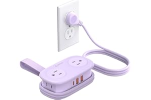 ORICO Purple Travel Power Strip PD20W with 4 AC Outlets 3 USB Ports (1 USB-C), 4FT Flat Plug Extension Cord, Compact Portable Design for Business Travel, Cruise Ship Essentials-AP3