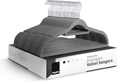 KEPLIN Velvet Hangers 50 Pack Non-Slip 360° Hook Tie Bar Space Saving