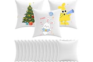 16 Pack Sublimation Blanks Pillowcase Bulk, Sublimation Pillow Covers White Polyester Cushion Covers Blanks Pillow Case Throw