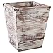 MyGift Torched Wood Small Wastebasket, Square Trash Basket with Tapered Bottom and Decorative Metal Brackets