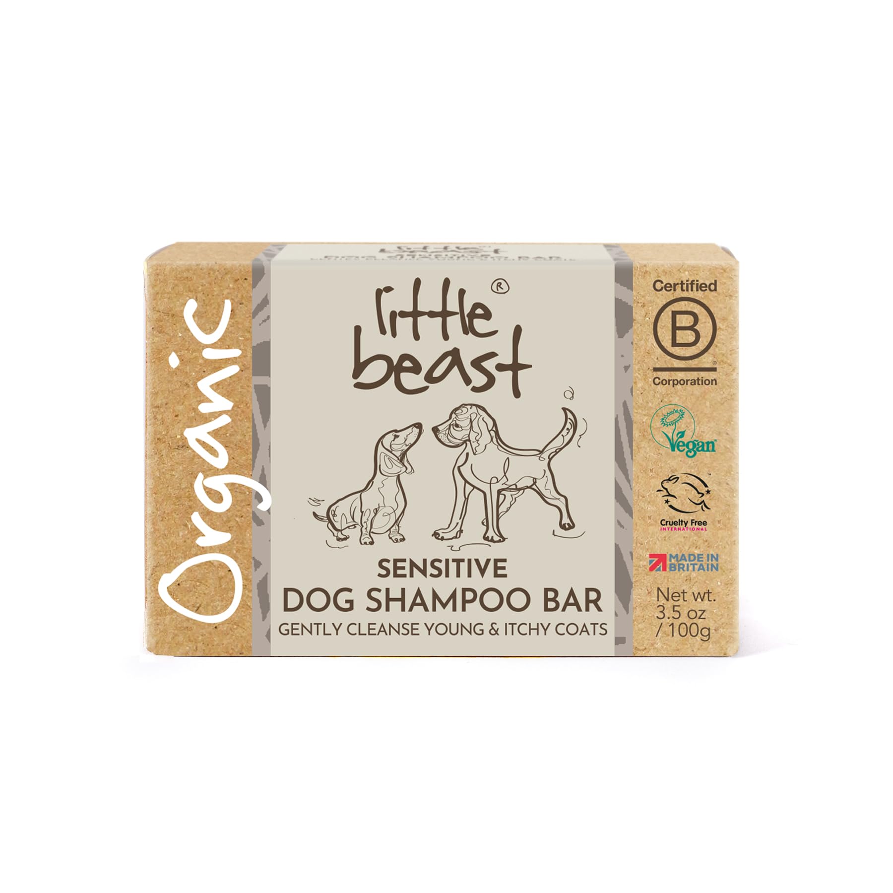 Little Beast Sensitive Dog Shampoo Bar | Soothing Dog Shampoo with Sweet Almond Oil & Oatmeal | Vegan, Cruelty-Free, No SLS or Parabens | Gentle Shampoo for Sensitive Skin | 100g