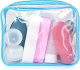BEHAHAI Clear Toiletry Bag Transparent TSA Approved Blue Makeup Travel Organizer view 5