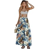 Maxi Skirts for Women Flowy Autumn Skirts with Pockets Pleated Skirt High Waisted Midi Long Skirt Reg and Plus Size S-XXL