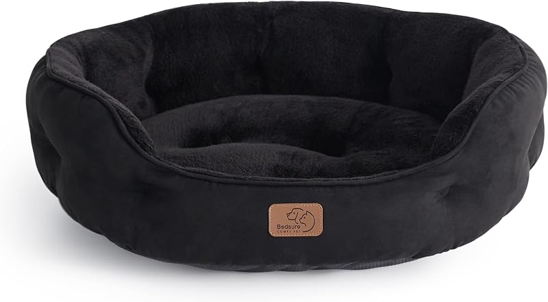 Bedsure Cat Bed Indoor Round 51x48x15cm Removable Pillow Non-Slip Bottom