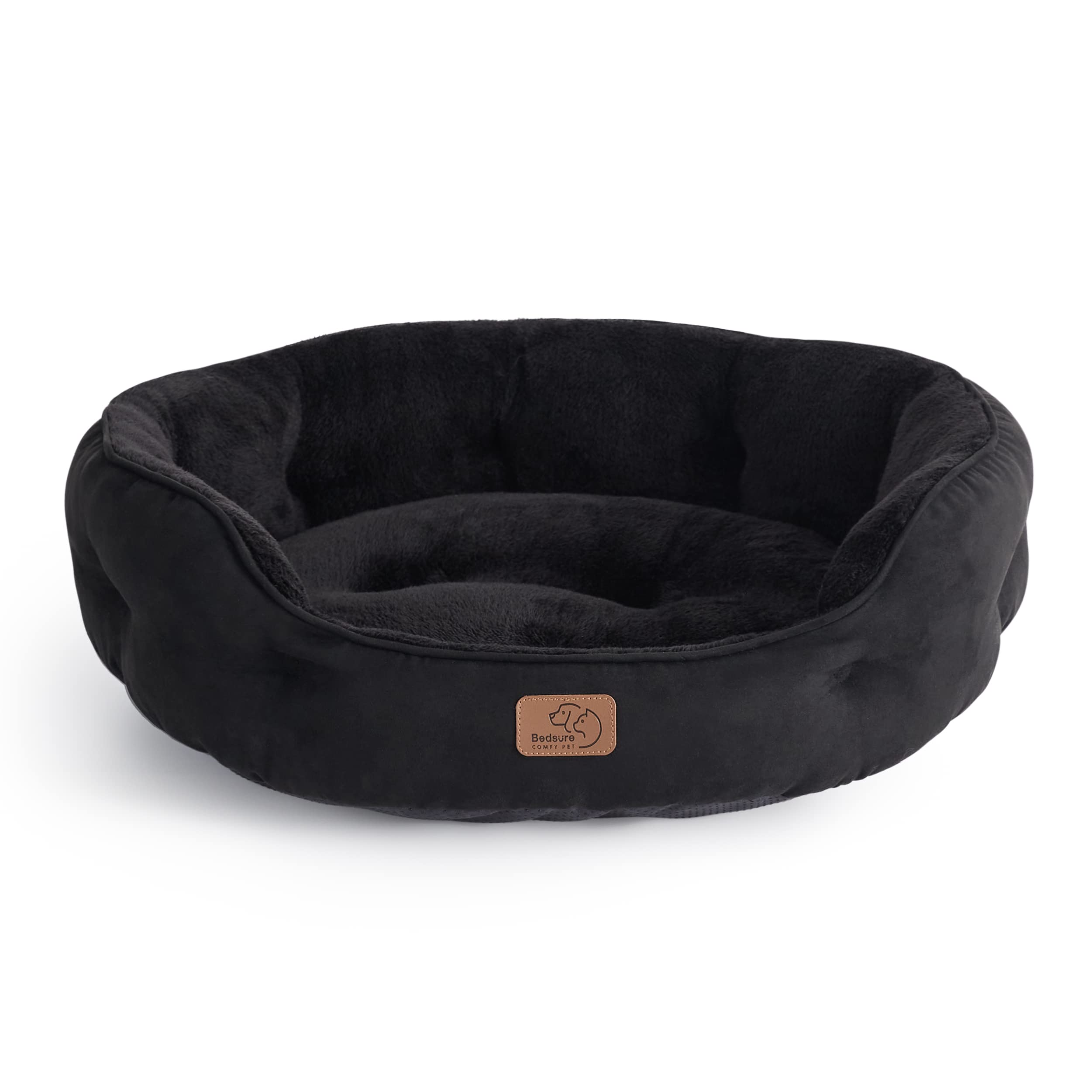 Bedsure Cat Bed for Indoor Cats - 51x48x15cm Round Washable Kitten Bed with Slip-Resistant Bottom and Reversible Cushion, Black — image 1