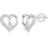 Valentines Day Gifts for Kids - Earrings for Girls, 925 Sterling Silver Post Hypoallergenic, CZ Letter Initial Earrings for Girls, Toddler Kids, Birthday Gifts