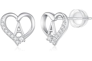 CIVOKINA Earrings for Girls Kids, 925 Sterling Silver Post Hypoallergenic Girls Earrings CZ Letter Earrings for Girls Teen Girls Initial Earrings for Girls Teen Girls Kids Toddler Christmas Gifts