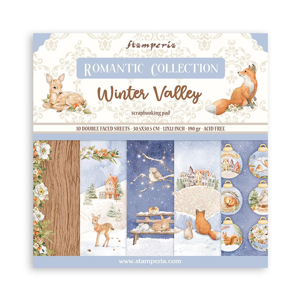 Stamperia Scrapbooking Pad 10 Sheets 30.5 x 30.5 (12x12) Winter Valley