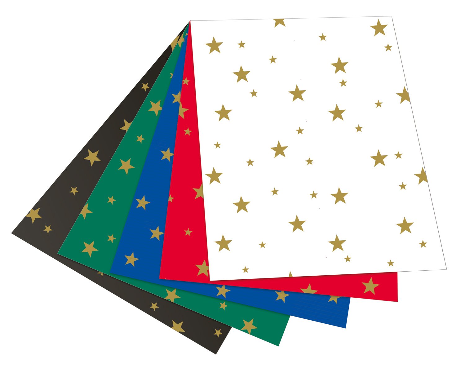 Folia 5899 Photo Card with Stars Assorted Colours, 50 x 70 cm, 10 Sheets, Printed on Both Sides - for Crafts and Creative Design of Cards, Window Pictures and Scrapbooking
