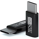 TechMatte Micro USB to USB C Adapter, Converts Micro USB Female to USB C Male, Uses 56K Resistor, Works with Galaxy Note 8, S9, S9+, MacBook, Nintendo Switch, Google Pixel 2 XL and More (2 Pack Black)