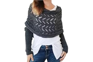 JITATY Scarf with Sleeves for Women,Wrap Sweater,Shrugs for Women,Women's Knitted Double Sleeve Scarf,Knitted Cable Wrap