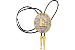 BOLATILT Western Initial Letter Bolo Tie for Men, Cowboy Rodeo ABCD to Z Leather Necklace, Cowgirl Western Accessory for Women