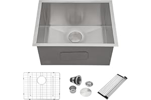 Mocoloo 24 Inch Laundry Room Sink Undermount T304 16 Guage Stainless Steel Utility Sinks Under Counter Laundry Room 12 Inch Deep Washing Handmade Basin 24x18x12 Inch