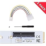 EXPLOMOS M.2 Key M NGFF to PCI-E 4X Adapter Card, 4 PIN Power Cable (2 Pack)