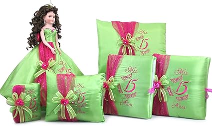 Quinceanera Doll Set with Photo Album Guest Book Pillow Bible Q1011 (Basic Set + English Bible)