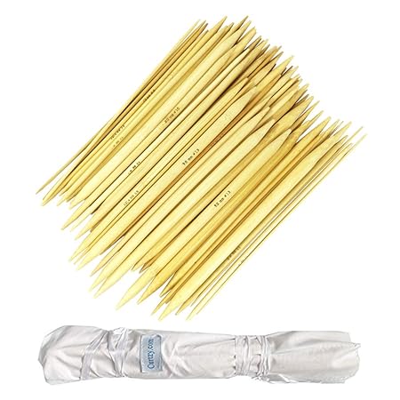 Stricknadel 80 Stück mit Aufbewahrungstasche - Set Bambusnadeln 20 cm (2 mm bis 12mm) für DIY , Hut, Socken, Manschetten- und