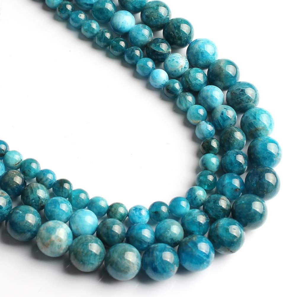 Yochus 10mm Blue Apatite Stone Beads Round Loose Beads Natural Stone Beads for Jewelry Making